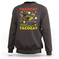 Funny Taco Cat Lover Sweatshirt Tacocat Spelled Backwards Tacos And Mexican Cats - Wonder Print Shop