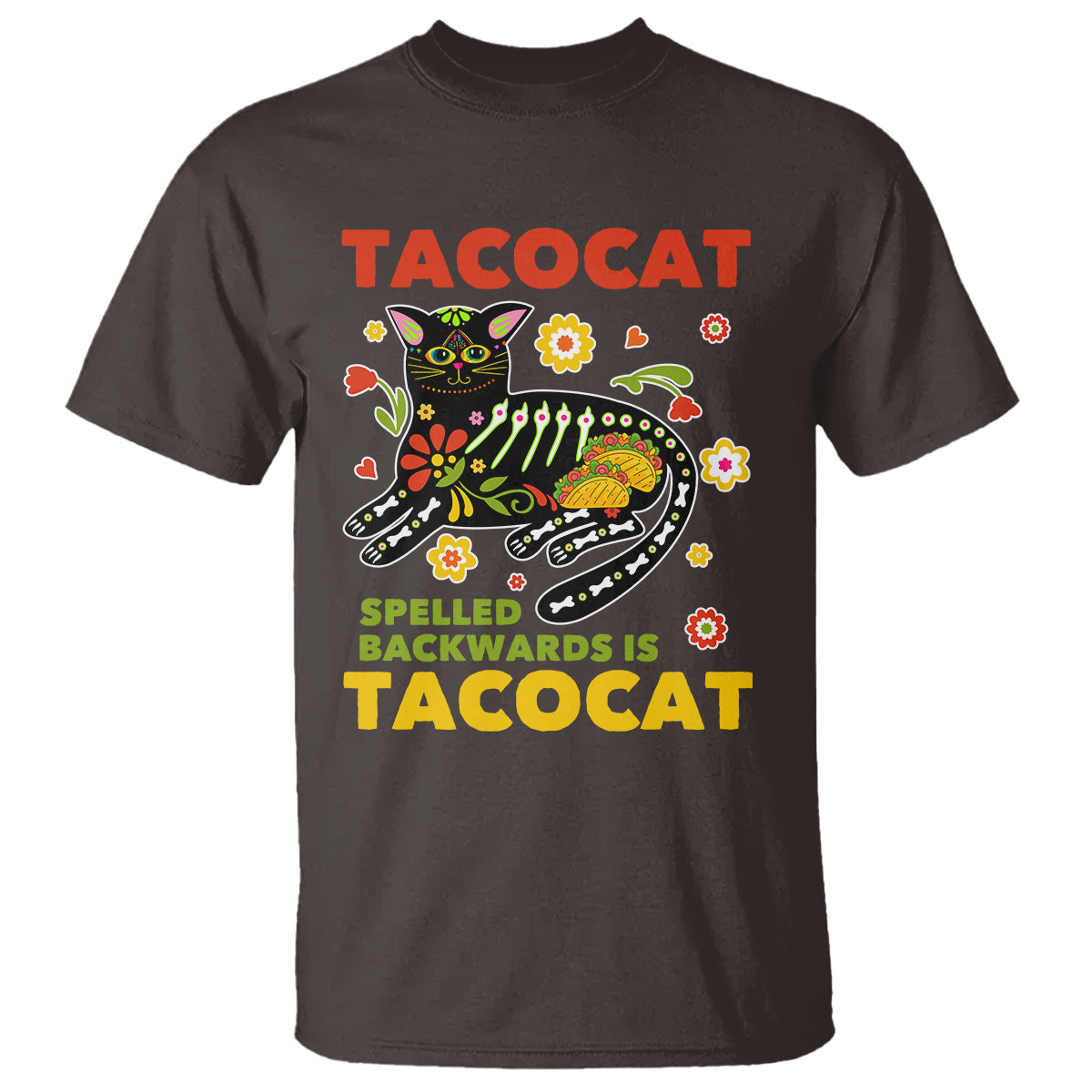 Funny Taco Cat Lover T Shirt Tacocat Spelled Backwards Tacos And Mexican Cats - Wonder Print Shop