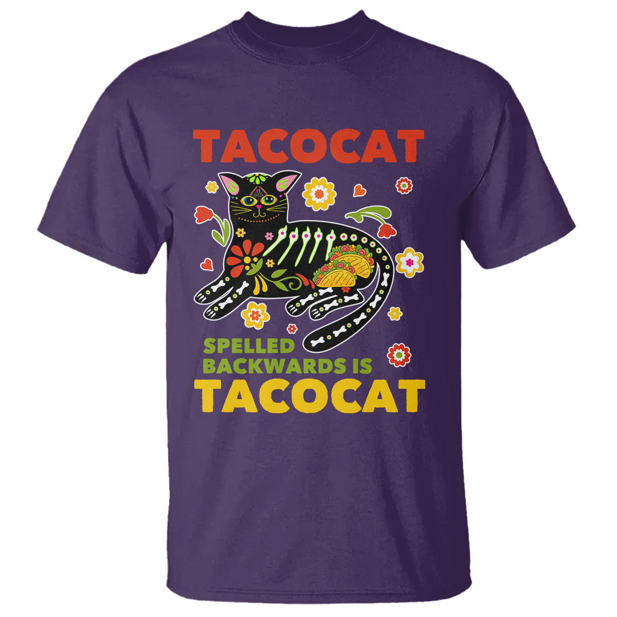 Funny Taco Cat Lover T Shirt Tacocat Spelled Backwards Tacos And Mexican Cats - Wonder Print Shop