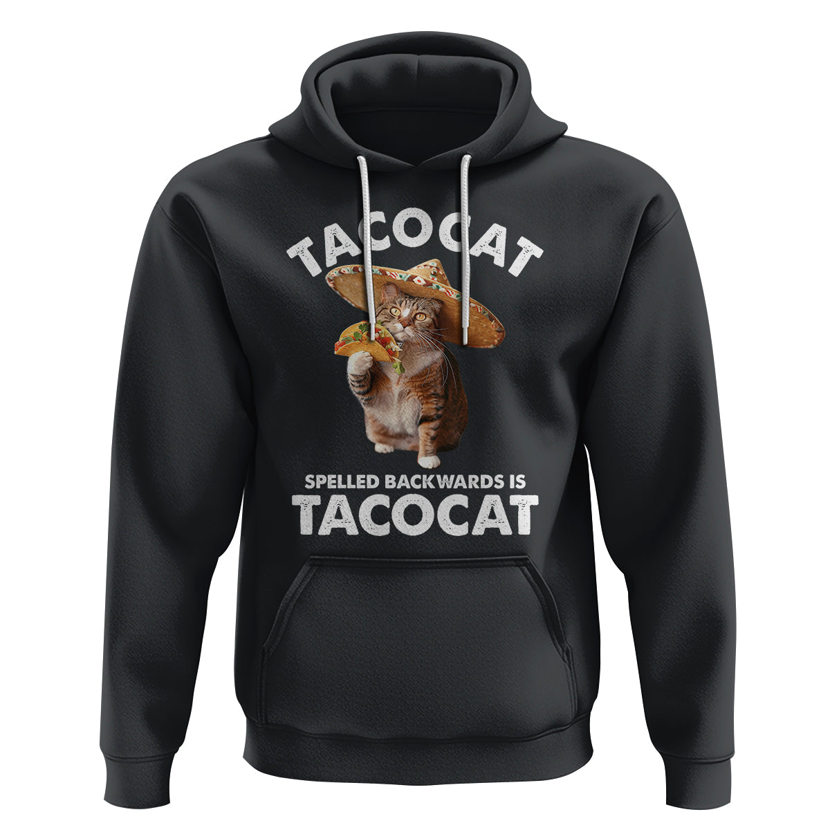 Funny Taco Cat Lover Hoodie Tacocat Spelled Backwards Tacos And Meme Cats - Wonder Print Shop
