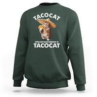 Funny Taco Cat Lover Sweatshirt Tacocat Spelled Backwards Tacos And Meme Cats - Wonder Print Shop