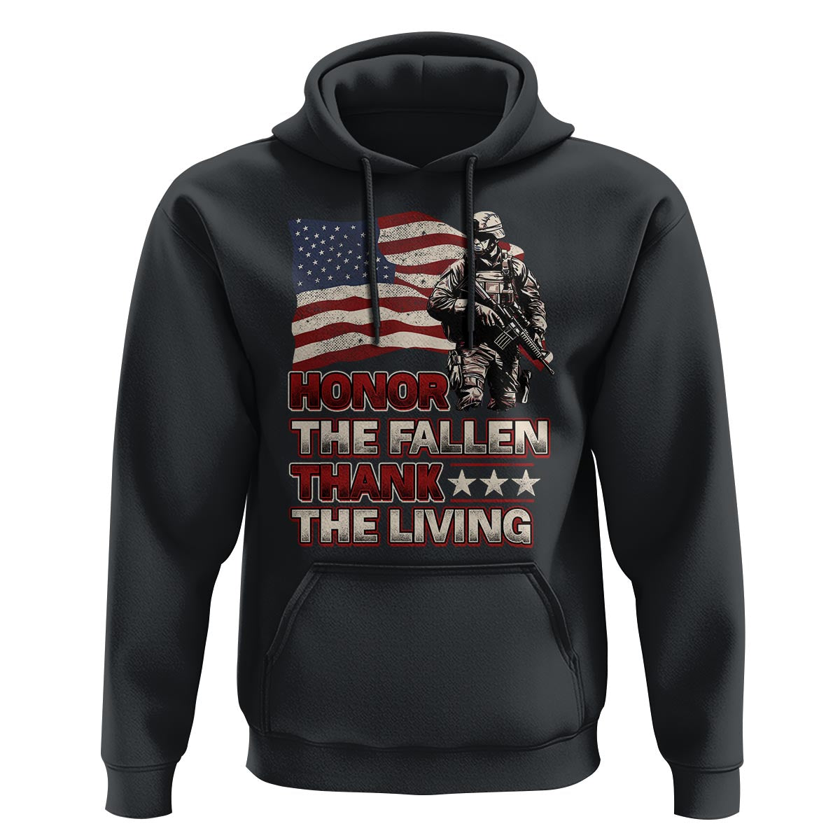 Veteran Hoodie Honor The Fallen Thank The Living Memorial Day - Wonder Print Shop