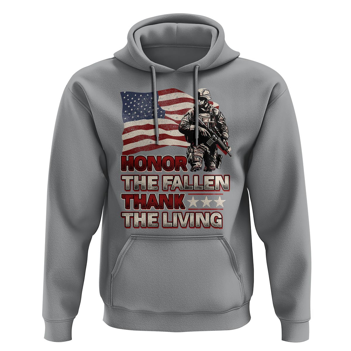 Veteran Hoodie Honor The Fallen Thank The Living Memorial Day - Wonder Print Shop