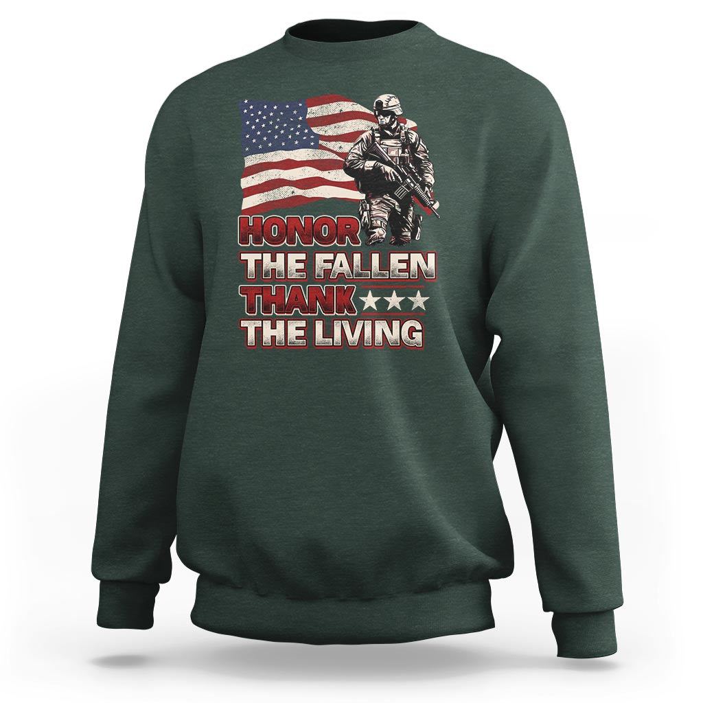 Veteran Sweatshirt Honor The Fallen Thank The Living Memorial Day - Wonder Print Shop