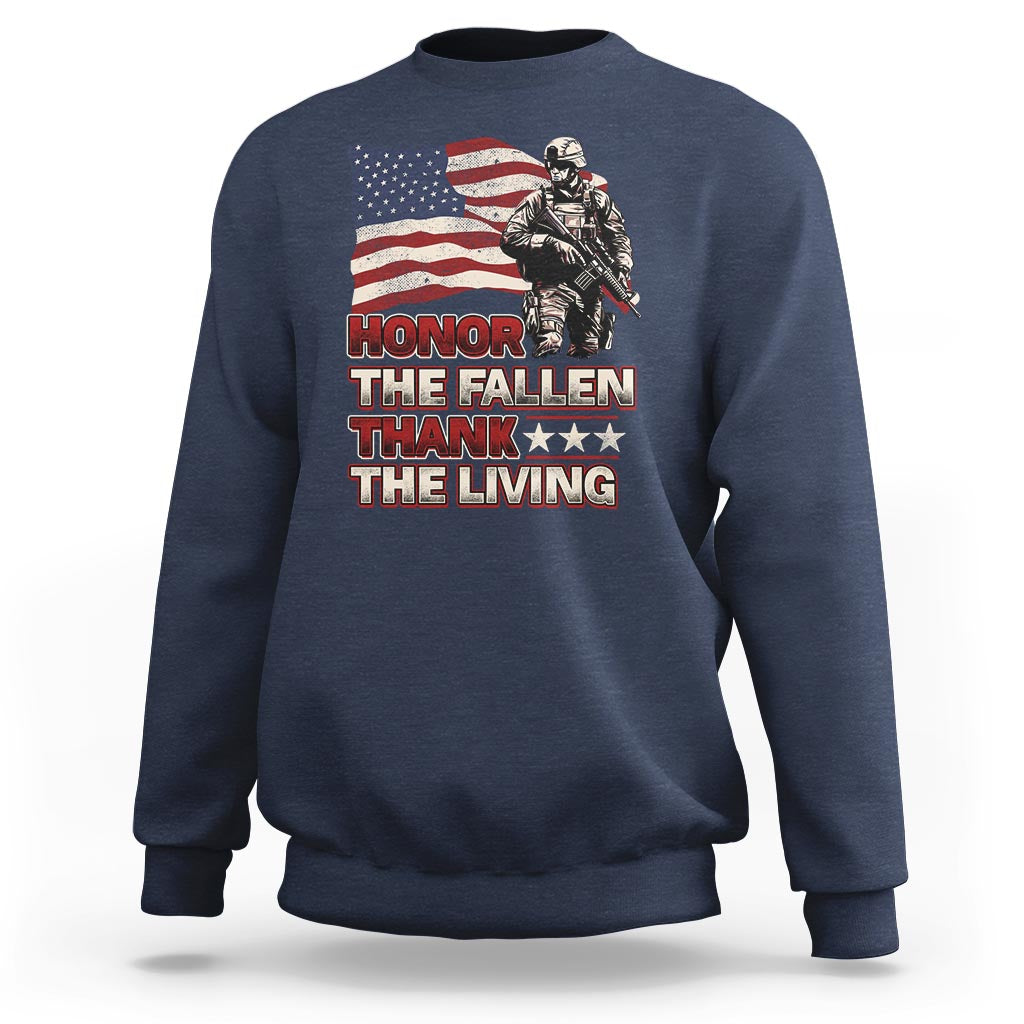 Veteran Sweatshirt Honor The Fallen Thank The Living Memorial Day - Wonder Print Shop