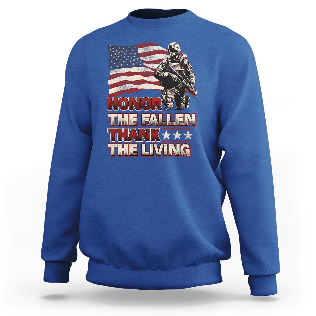 Veteran Sweatshirt Honor The Fallen Thank The Living Memorial Day - Wonder Print Shop