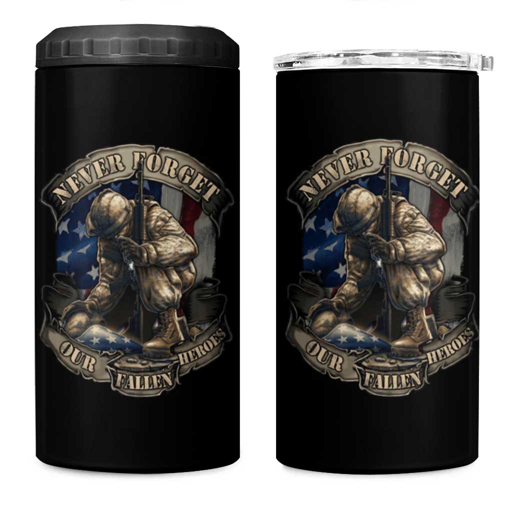Veteran 4 in 1 Can Cooler Tumbler Never Forget Our Fallen Heroes Memorial Day