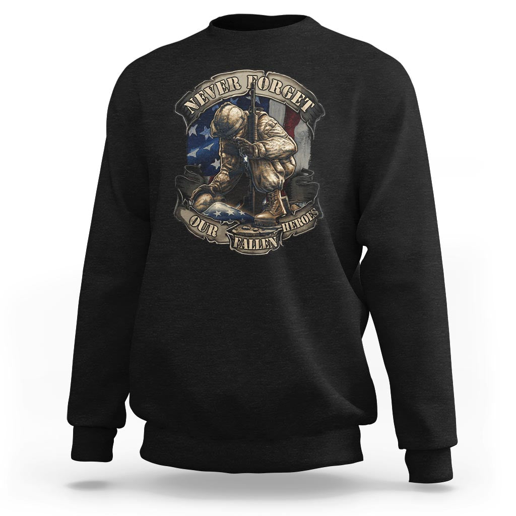 Veteran Sweatshirt Never Forget Our Fallen Heroes Memorial Day - Wonder Print Shop