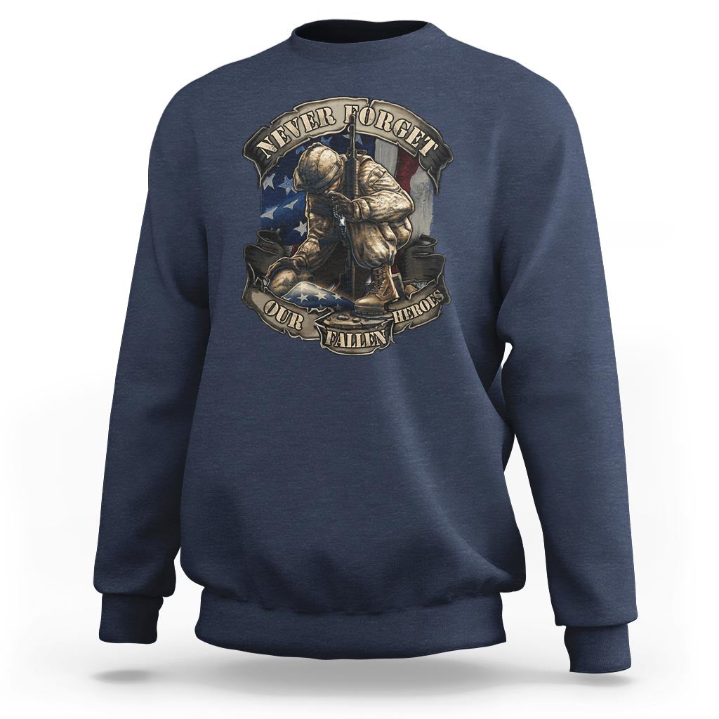 Veteran Sweatshirt Never Forget Our Fallen Heroes Memorial Day - Wonder Print Shop