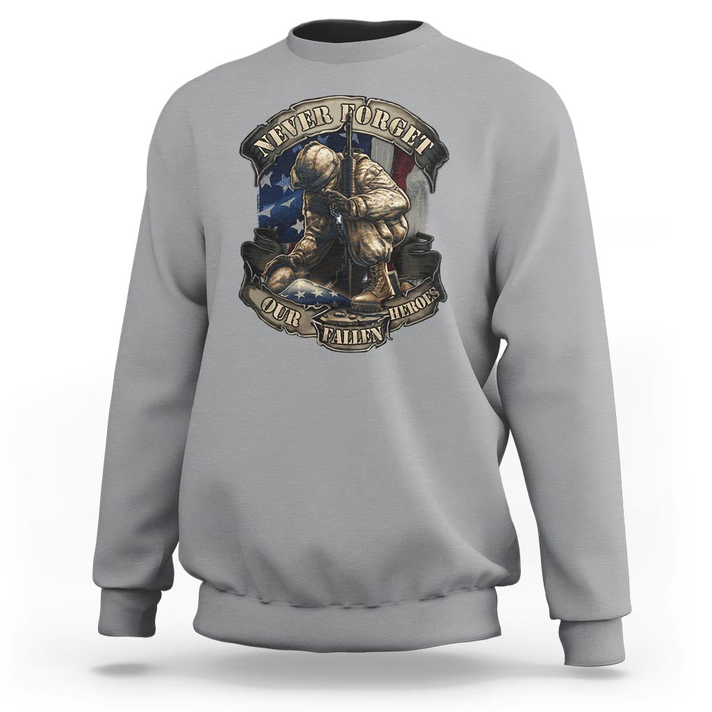 Veteran Sweatshirt Never Forget Our Fallen Heroes Memorial Day - Wonder Print Shop