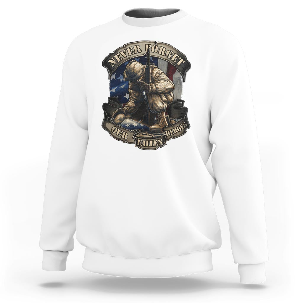 Veteran Sweatshirt Never Forget Our Fallen Heroes Memorial Day - Wonder Print Shop