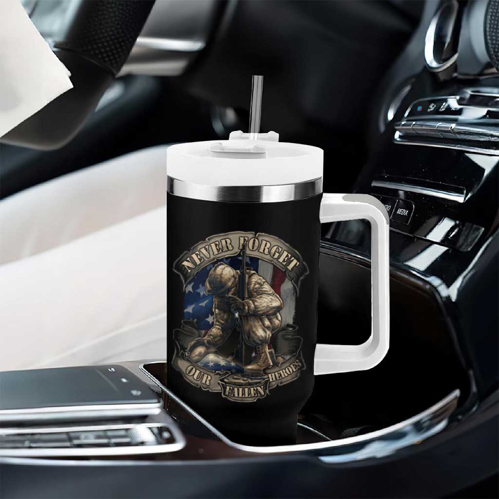 Veteran Tumbler With Handle Never Forget Our Fallen Heroes Memorial Day