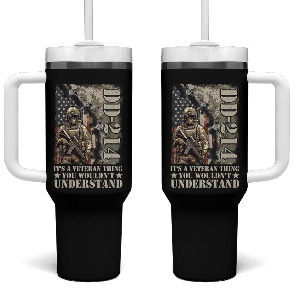 Army Forces Retirement DD-214 Tumbler With Handle It's A Veteran Thing You Wouldn't Understand