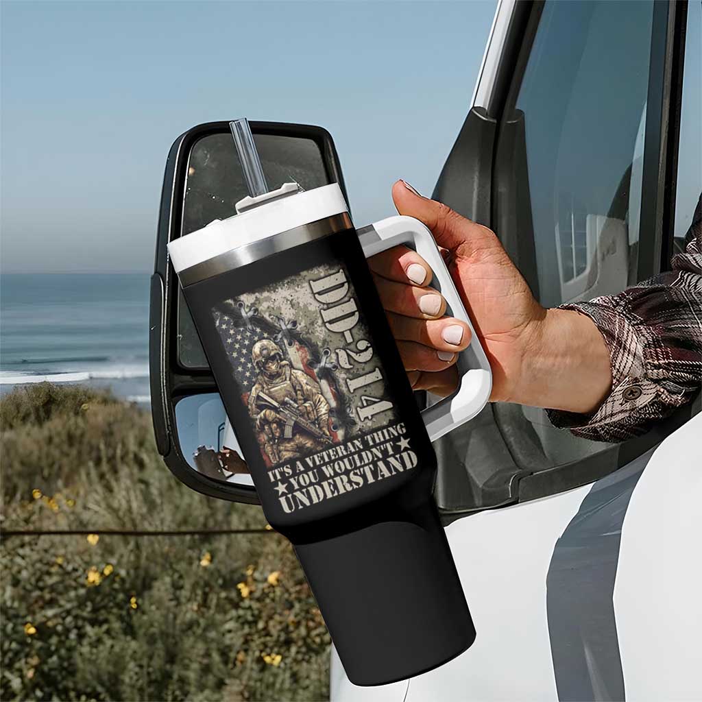 Army Forces Retirement DD-214 Tumbler With Handle It's A Veteran Thing You Wouldn't Understand