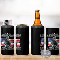Female Veteran 4 in 1 Can Cooler Tumbler Stands Up For Her Country A Strong Woman
