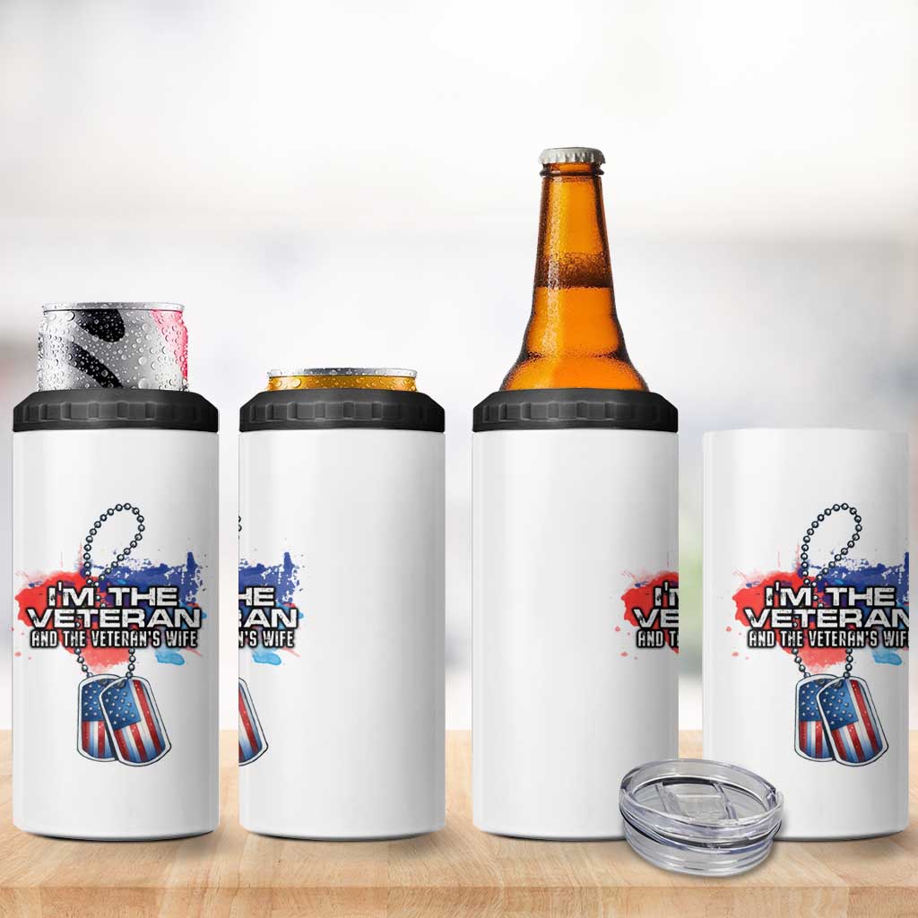 Female Veteran 4 in 1 Can Cooler Tumbler I'm The Veteran and The Veteran's Wife