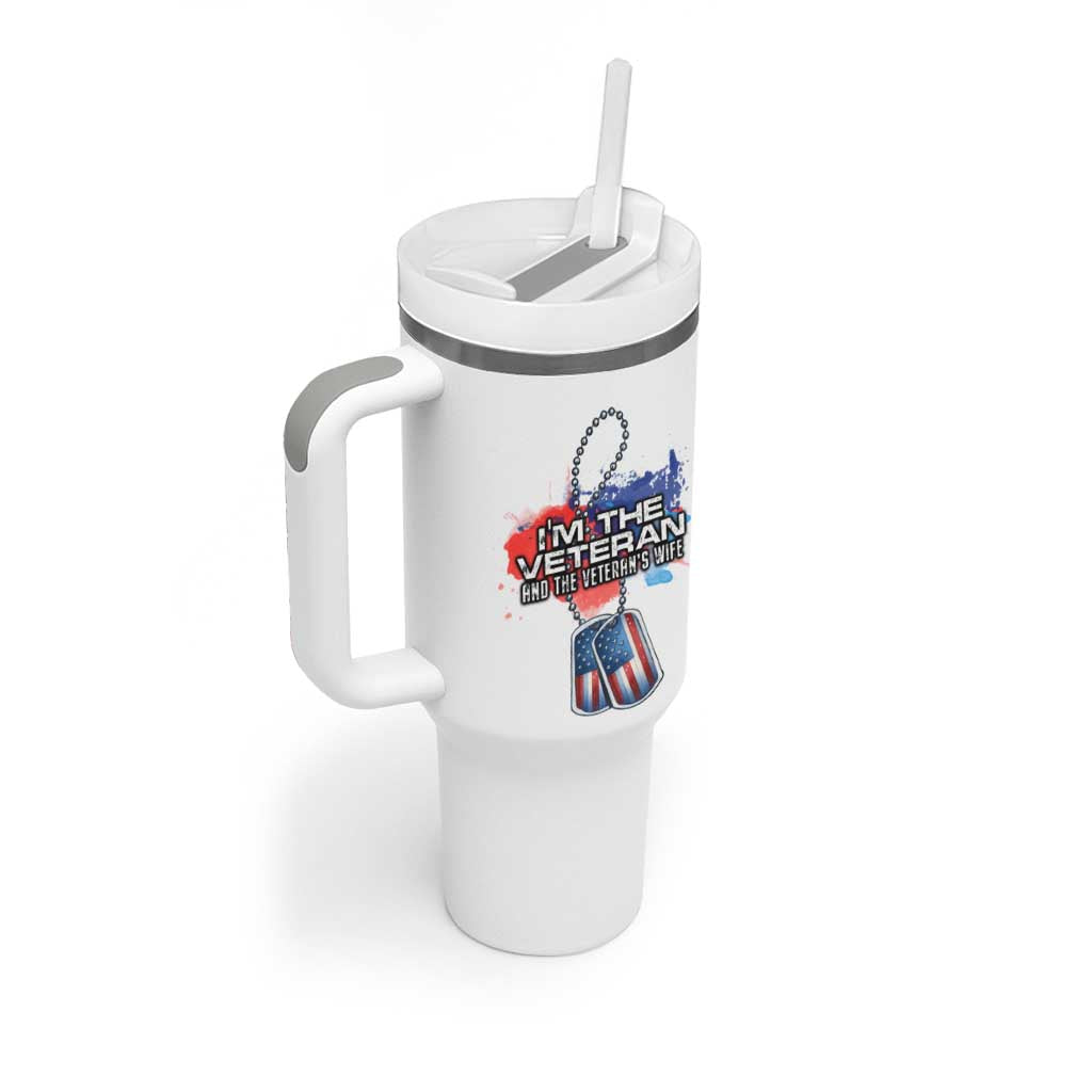 Female Veteran Tumbler With Handle I'm The Veteran and The Veteran's Wife