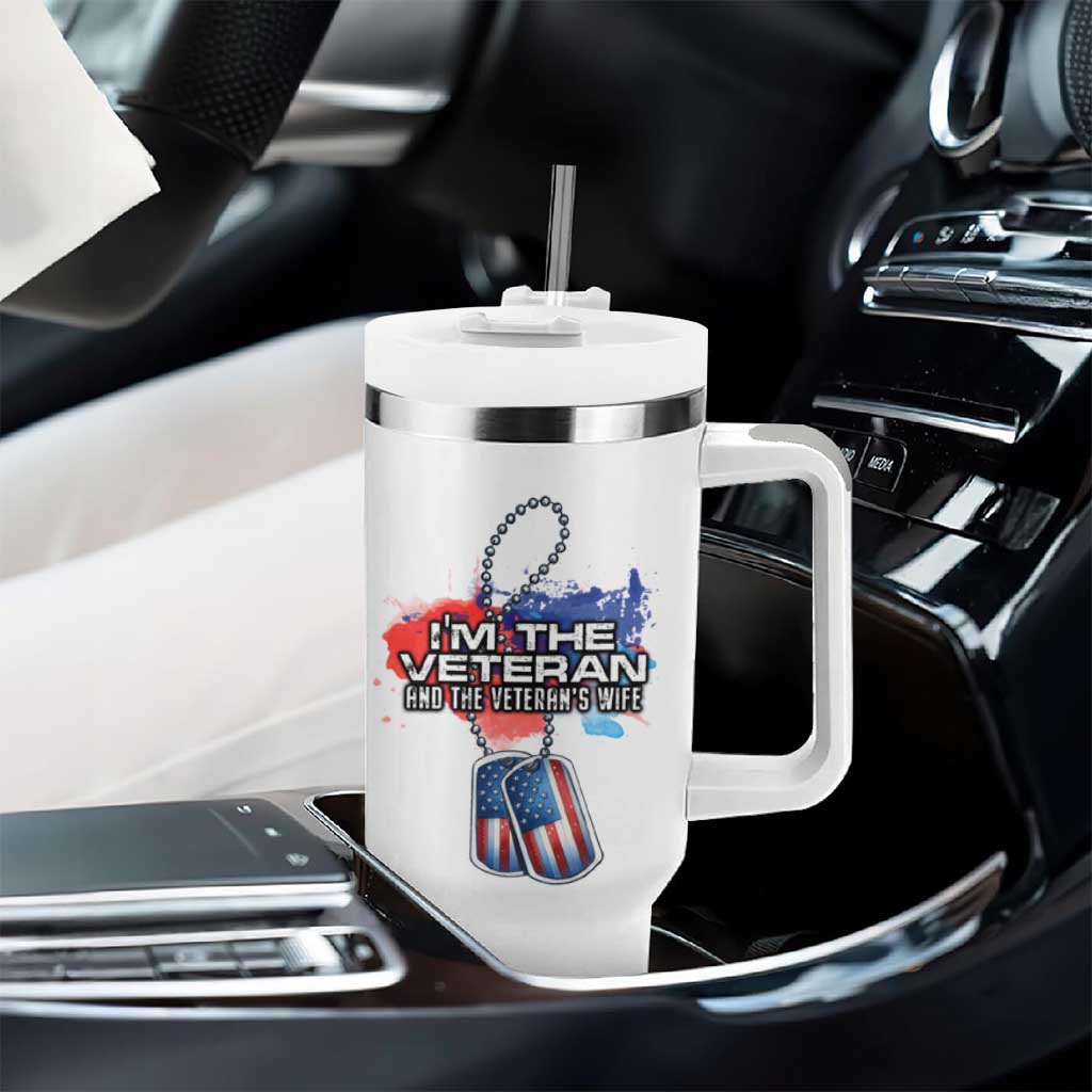 Female Veteran Tumbler With Handle I'm The Veteran and The Veteran's Wife