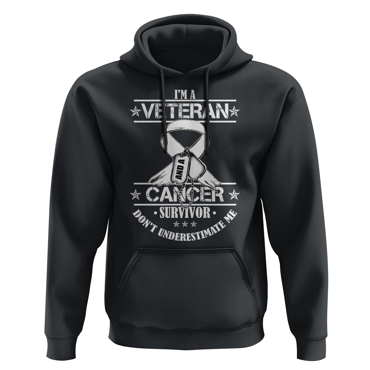 I'm A Veteran And A Cancer Survivor Hoodie Don't Underestimate Me Chemotherapy Warrior - Wonder Print Shop