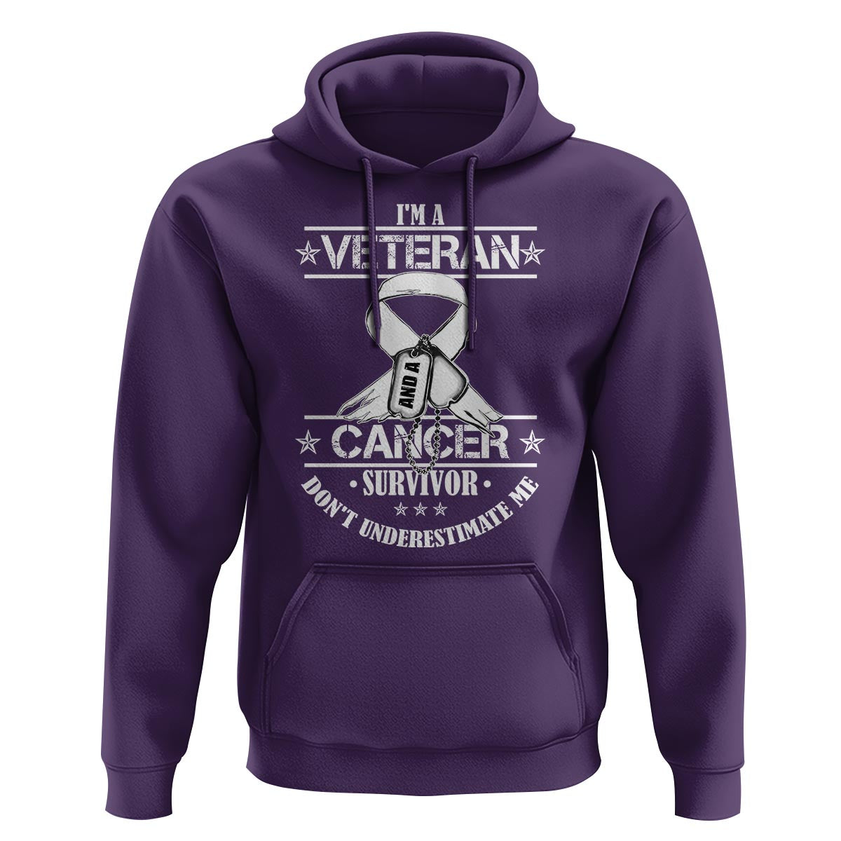 I'm A Veteran And A Cancer Survivor Hoodie Don't Underestimate Me Chemotherapy Warrior - Wonder Print Shop
