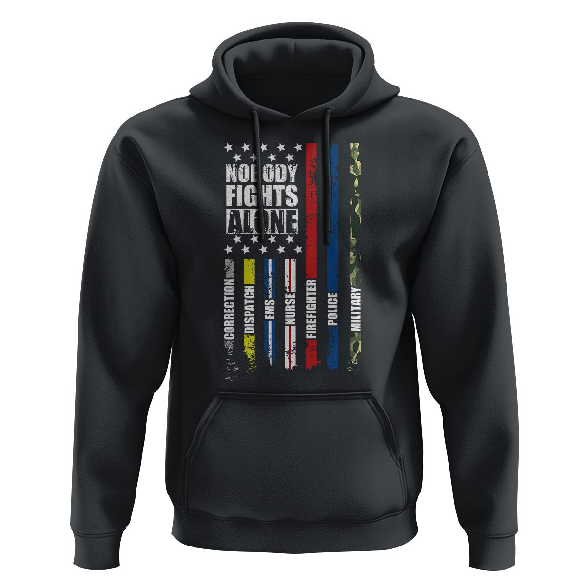 Nobody Fights Alone America Flag First Responder Hoodie - Wonder Print Shop