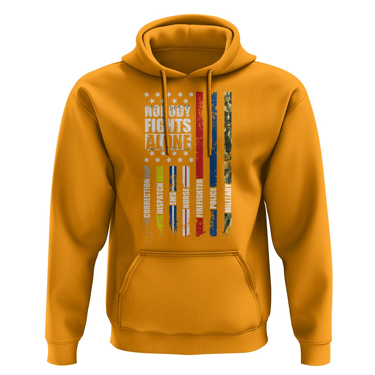 Nobody Fights Alone America Flag First Responder Hoodie - Wonder Print Shop