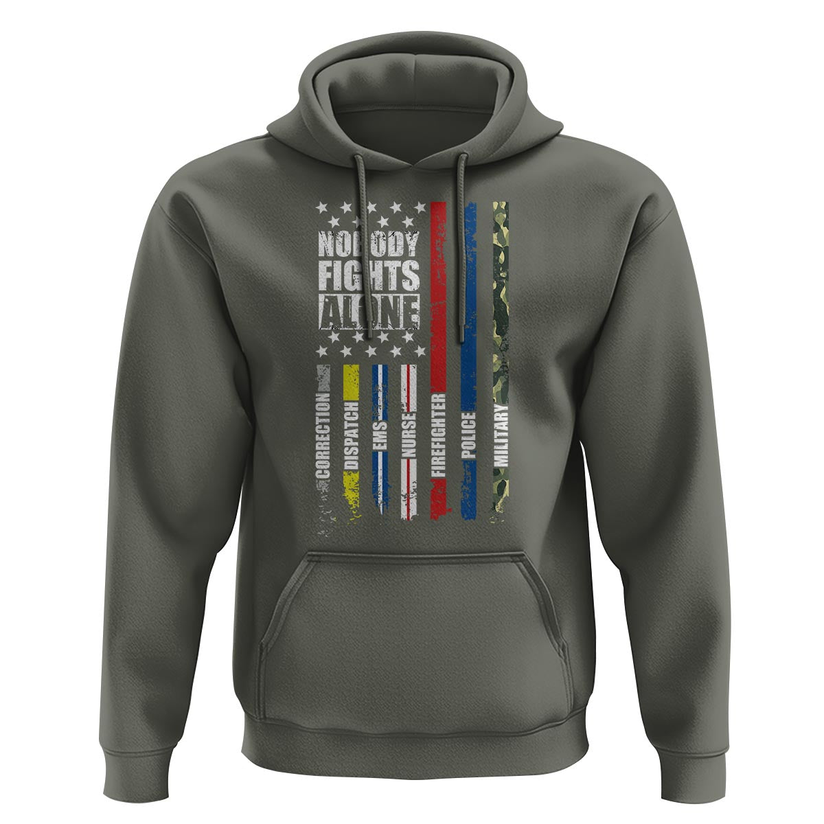Nobody Fights Alone America Flag First Responder Hoodie - Wonder Print Shop
