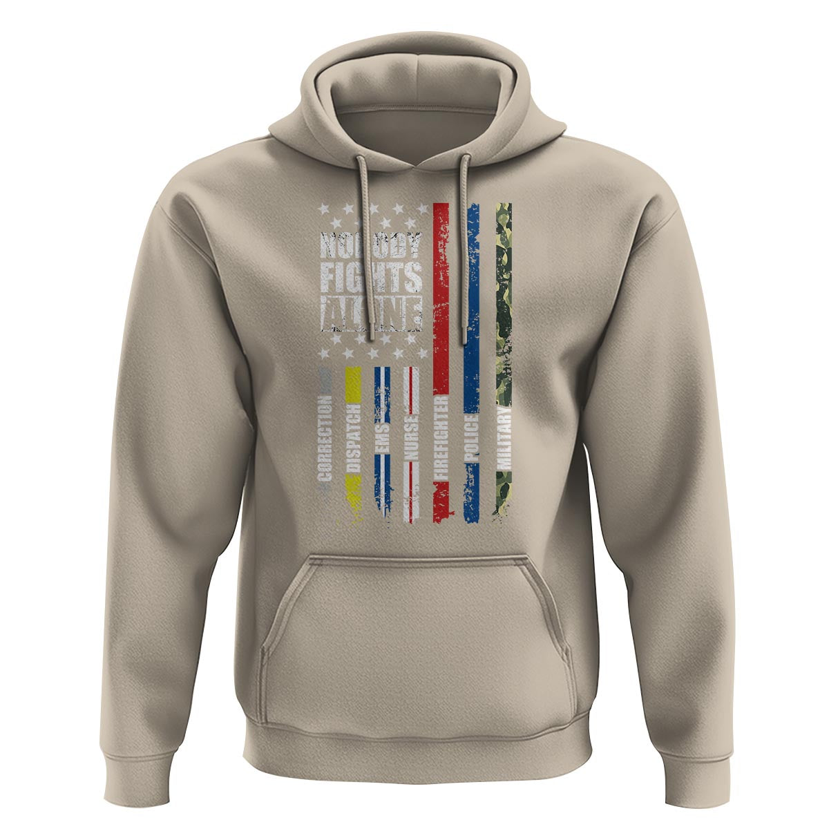 Nobody Fights Alone America Flag First Responder Hoodie - Wonder Print Shop