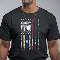 Nobody Fights Alone America Flag First Responder T Shirt - Wonder Print Shop