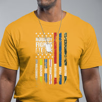 Nobody Fights Alone America Flag First Responder T Shirt - Wonder Print Shop