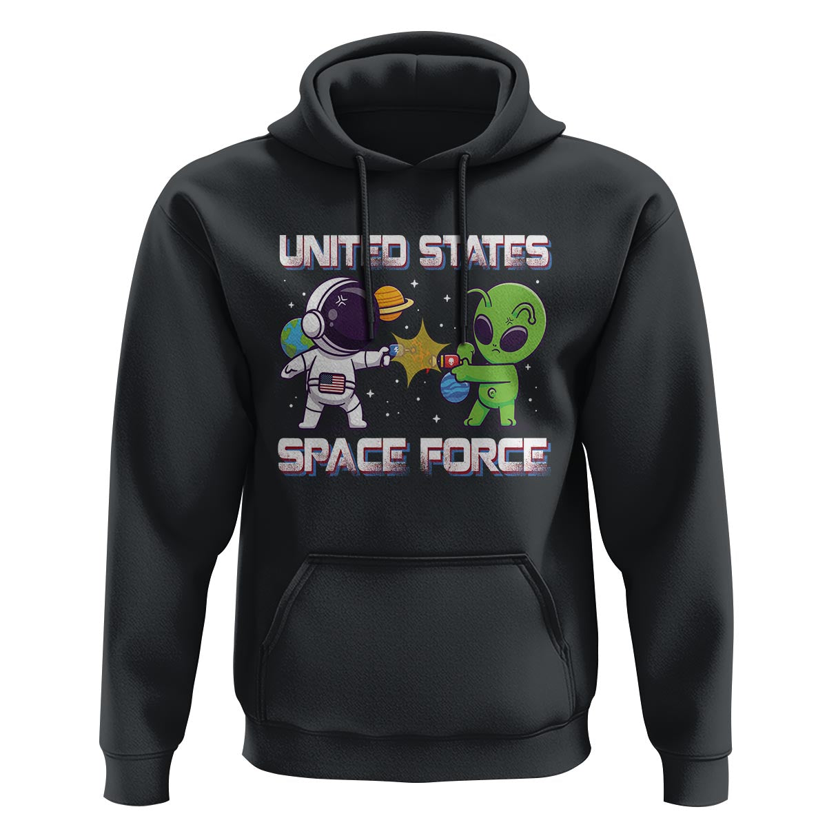 Funny US Space Force Hoodie Army Astronaut vs Alien - Wonder Print Shop