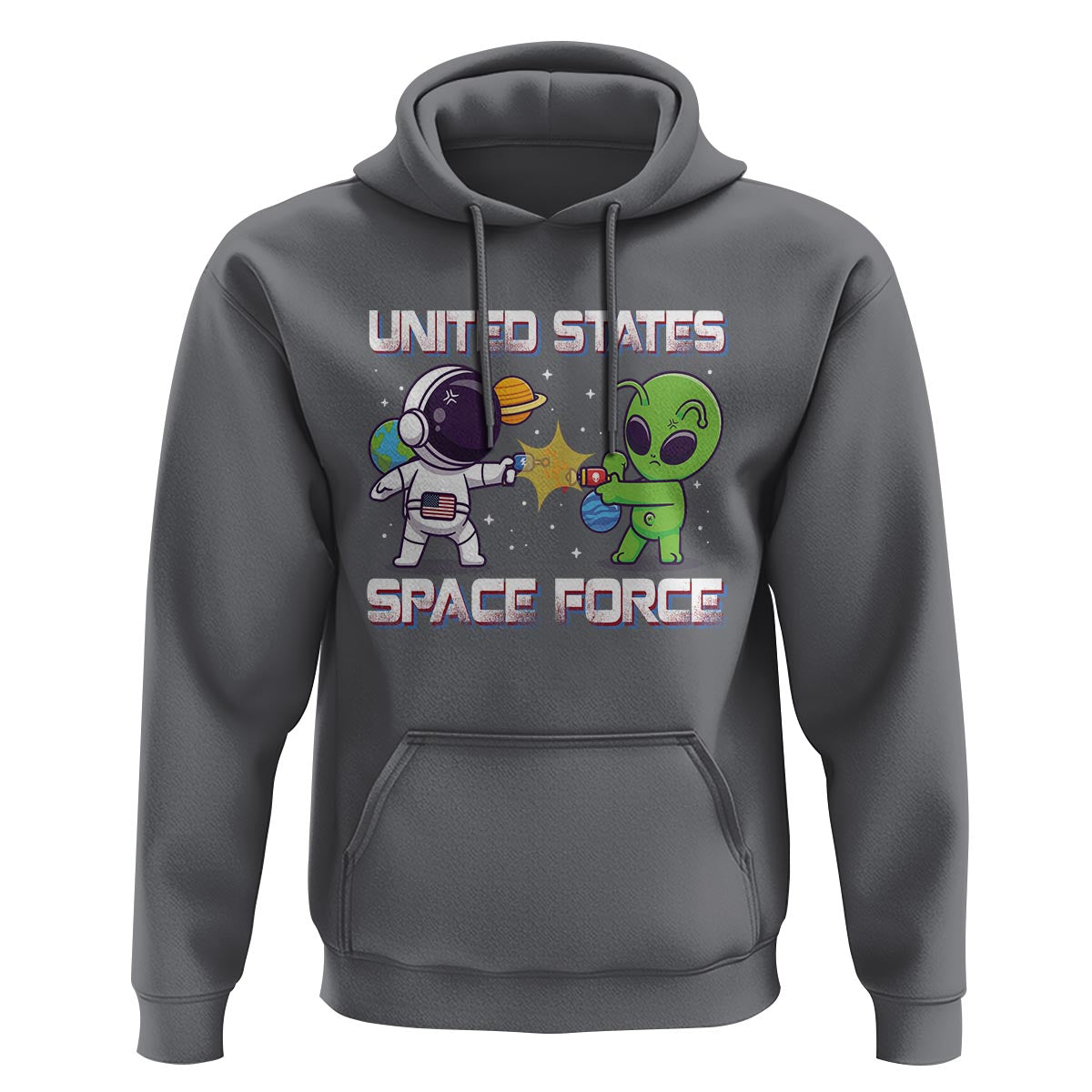 Funny US Space Force Hoodie Army Astronaut vs Alien - Wonder Print Shop