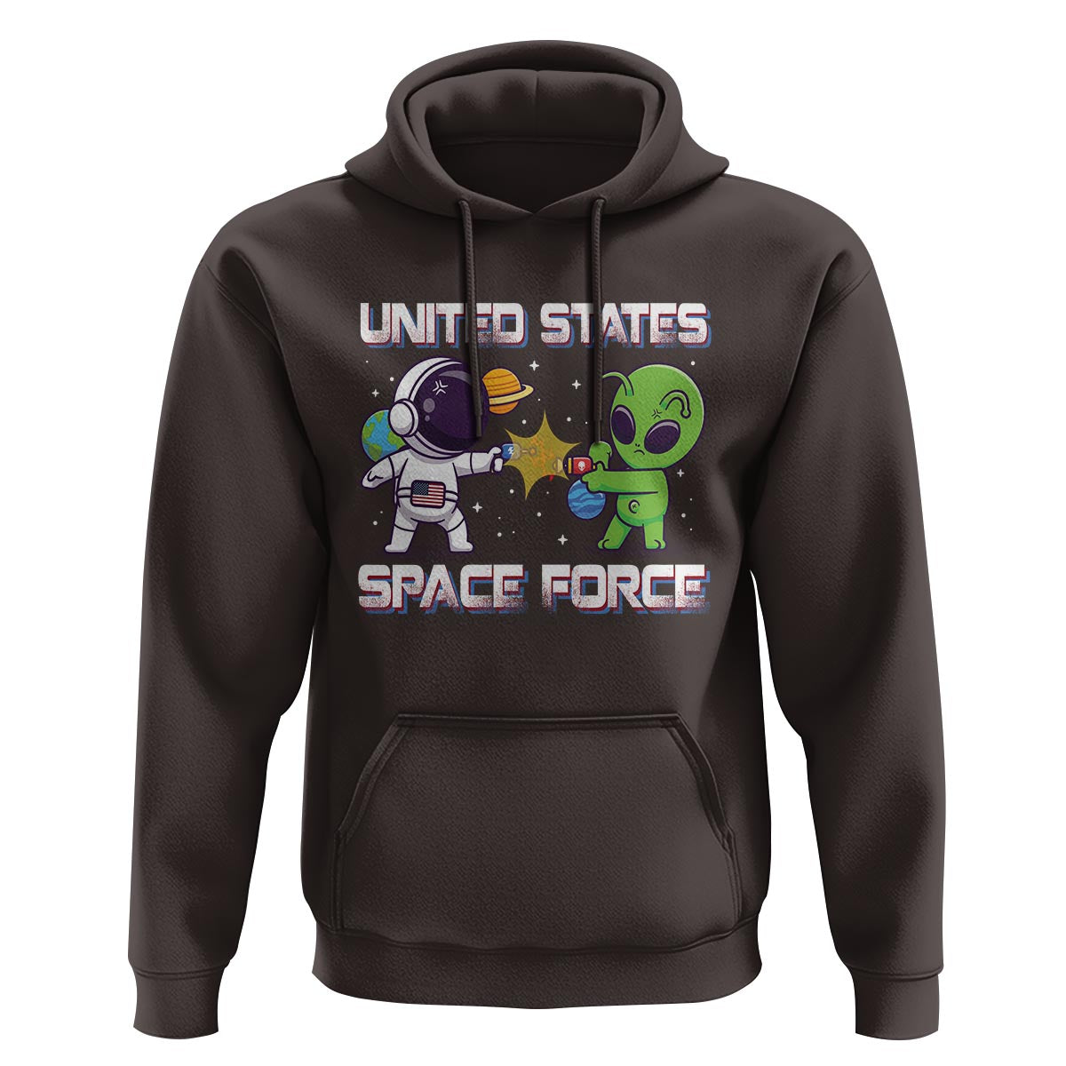 Funny US Space Force Hoodie Army Astronaut vs Alien - Wonder Print Shop