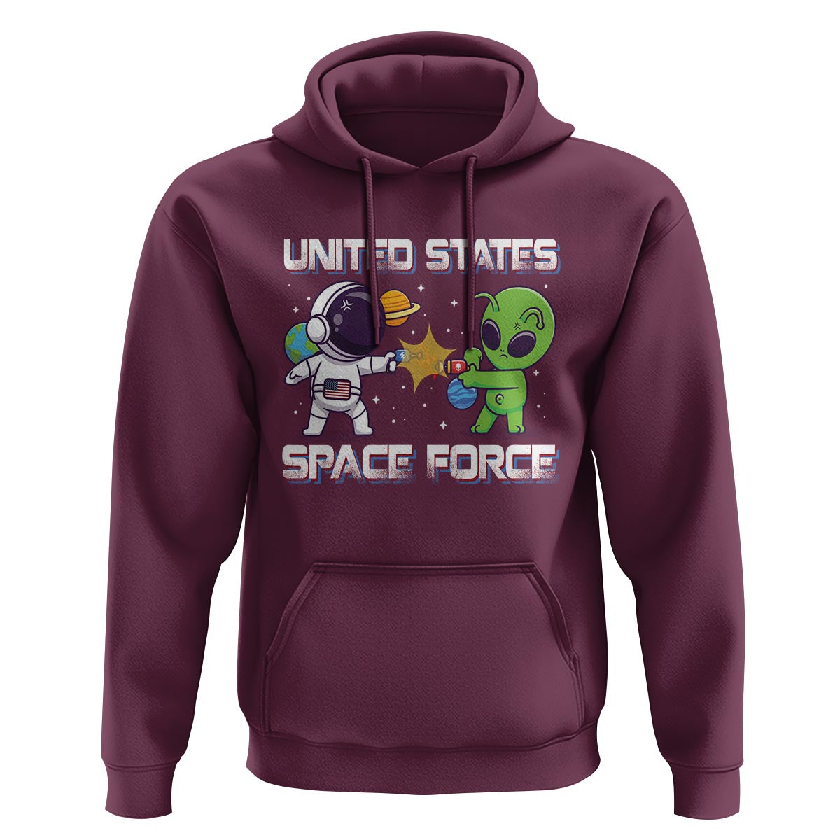 Funny US Space Force Hoodie Army Astronaut vs Alien - Wonder Print Shop