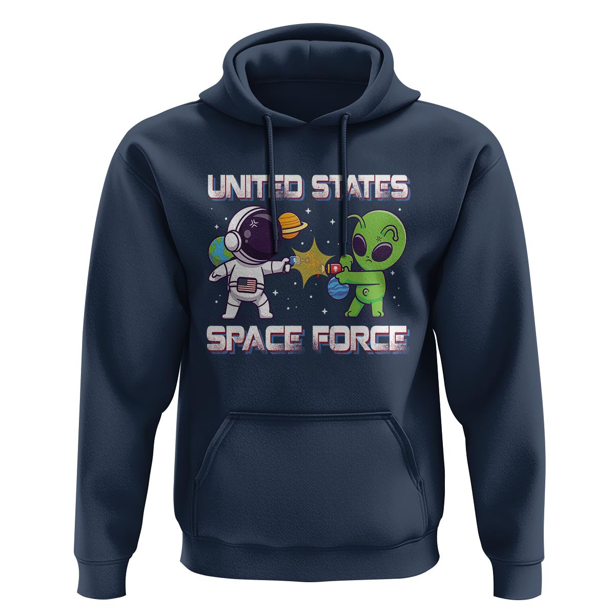 Funny US Space Force Hoodie Army Astronaut vs Alien - Wonder Print Shop