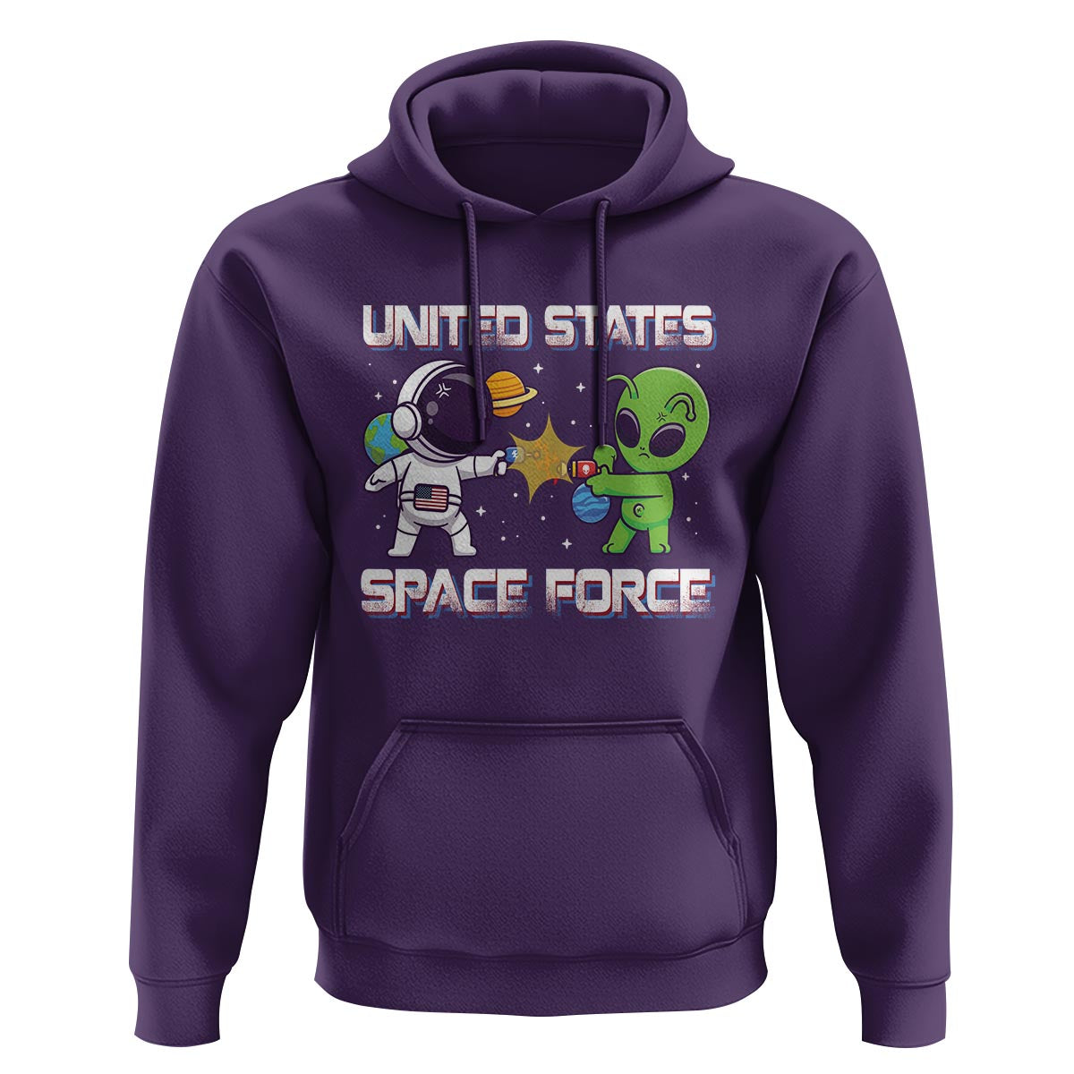 Funny US Space Force Hoodie Army Astronaut vs Alien - Wonder Print Shop