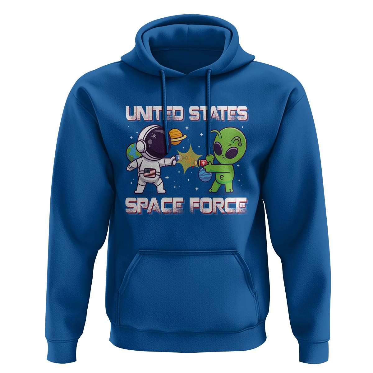 Funny US Space Force Hoodie Army Astronaut vs Alien - Wonder Print Shop