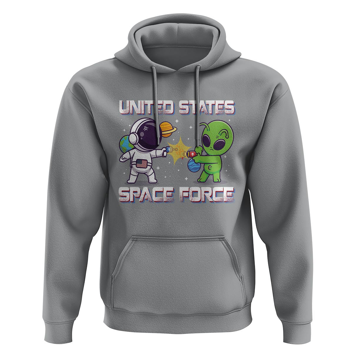 Funny US Space Force Hoodie Army Astronaut vs Alien - Wonder Print Shop