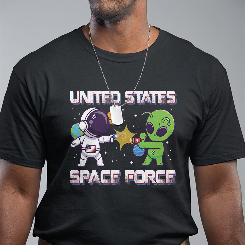 Funny US Space Force T Shirt Army Astronaut vs Alien - Wonder Print Shop