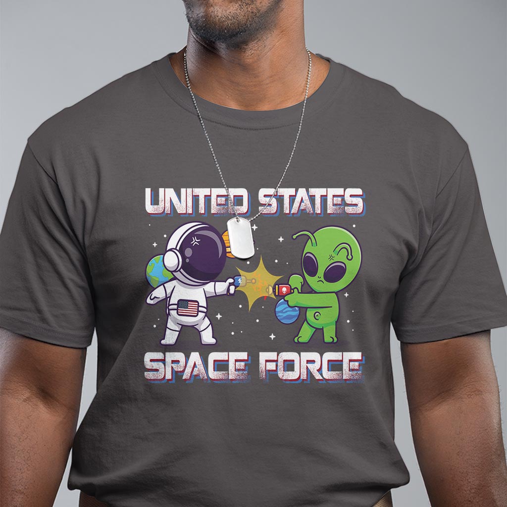 Funny US Space Force T Shirt Army Astronaut vs Alien - Wonder Print Shop