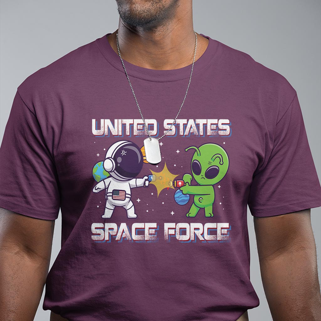 Funny US Space Force T Shirt Army Astronaut vs Alien - Wonder Print Shop