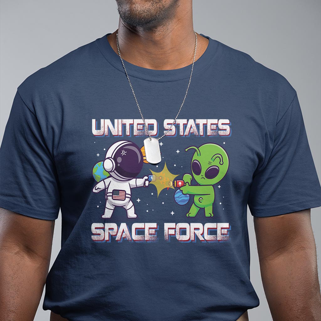 Funny US Space Force T Shirt Army Astronaut vs Alien - Wonder Print Shop