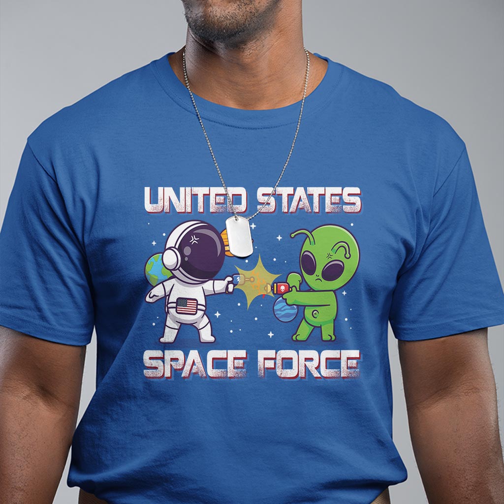 Funny US Space Force T Shirt Army Astronaut vs Alien - Wonder Print Shop