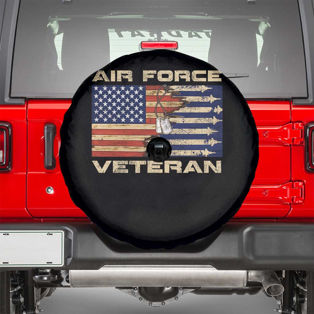 Air Force Veteran Spare Tire Cover American Flag Dog Tag