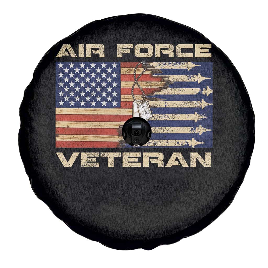 Air Force Veteran Spare Tire Cover American Flag Dog Tag