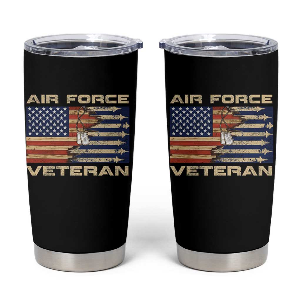 Air Force Veteran Tumbler Cup American Flag Dog Tag