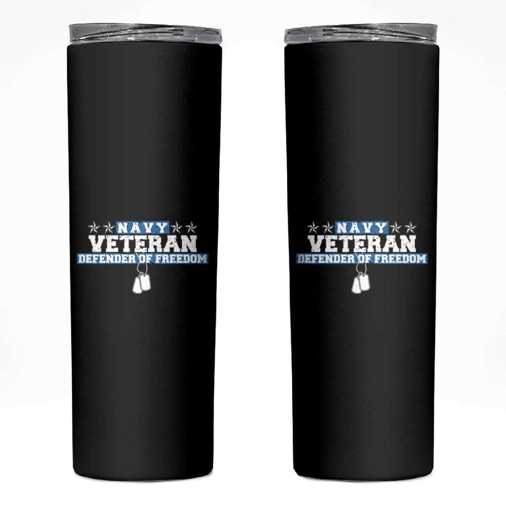 Navy Veteran Skinny Tumbler Defender Of Freedom