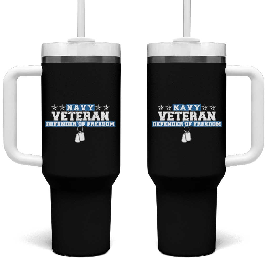 Navy Veteran Tumbler With Handle Defender Of Freedom
