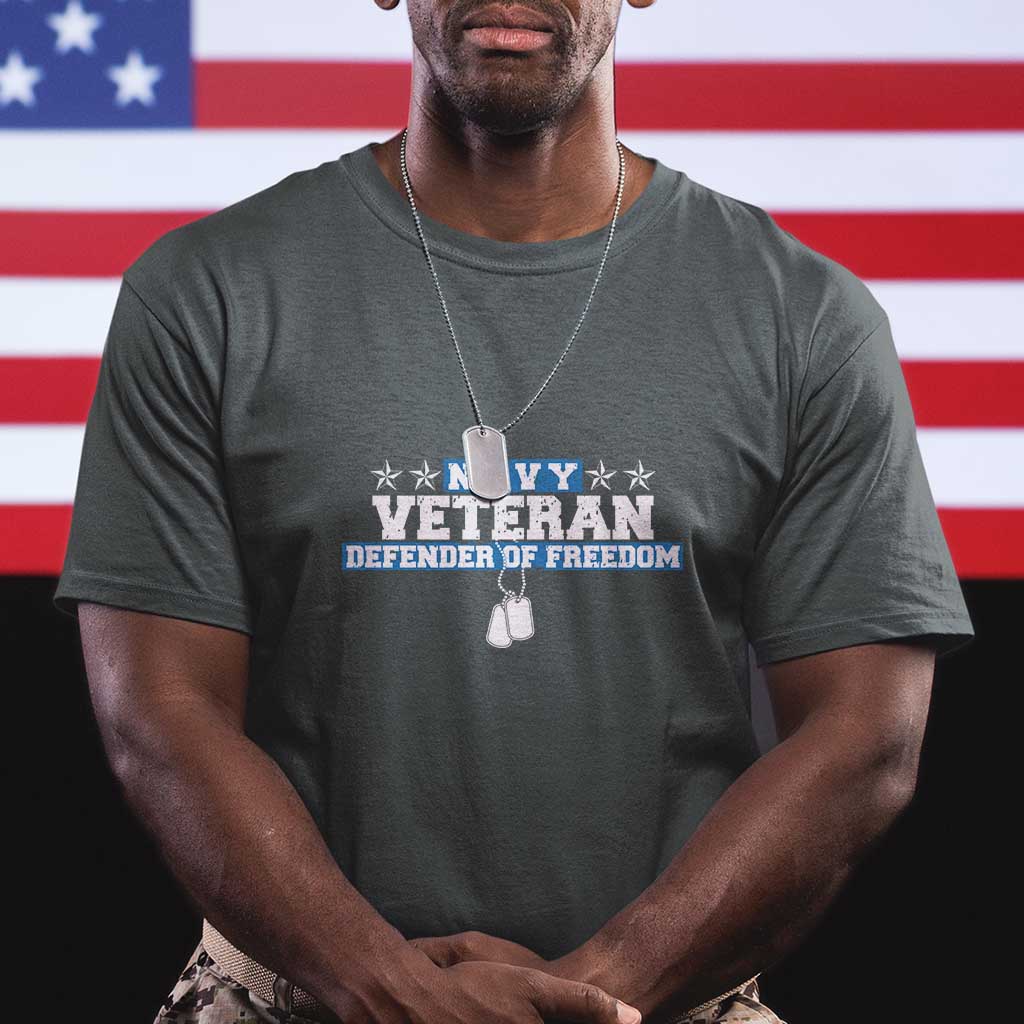 Navy Veteran T Shirt Defender Of Freedom - Wonder Print Shop