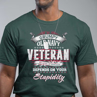 Grumpy Old Navy Veteran T Shirt My Level Of Sarcasm Depends On Your Level Of Stupidity - Wonder Print Shop